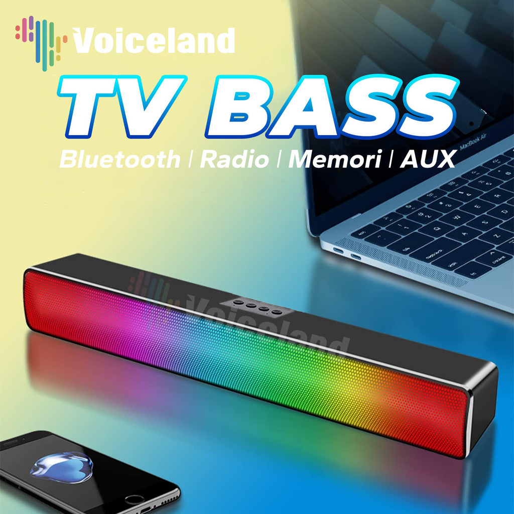 STREO Soundbar TV Speaker Bluetooth Aktif Murah Salon Full Bass Sound Blutot Musik Box Dual lampu US