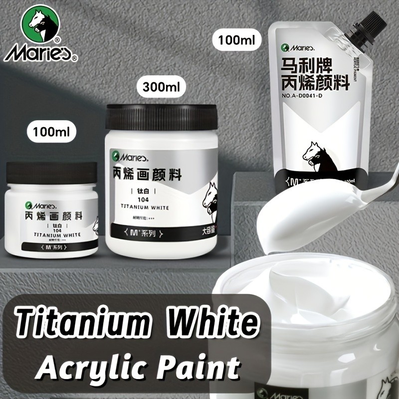 

1pc Marie's Titanium White Acrylic Paint, 100/300ml(3.38oz/10.1oz) for Rocks,Wood,Crafts,Painting,Wall,for Artist,Adults