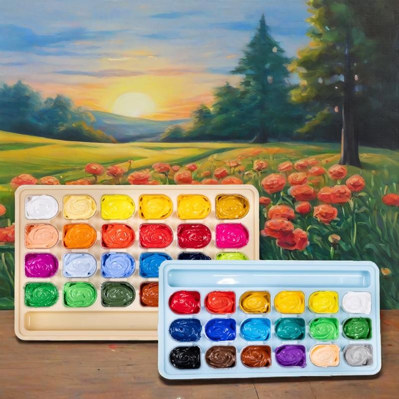 

30ml 18/24 Color Gouache Pigment Brightly Colored Washable for Outdoor Sketching Beginners Practice Hand-made Design