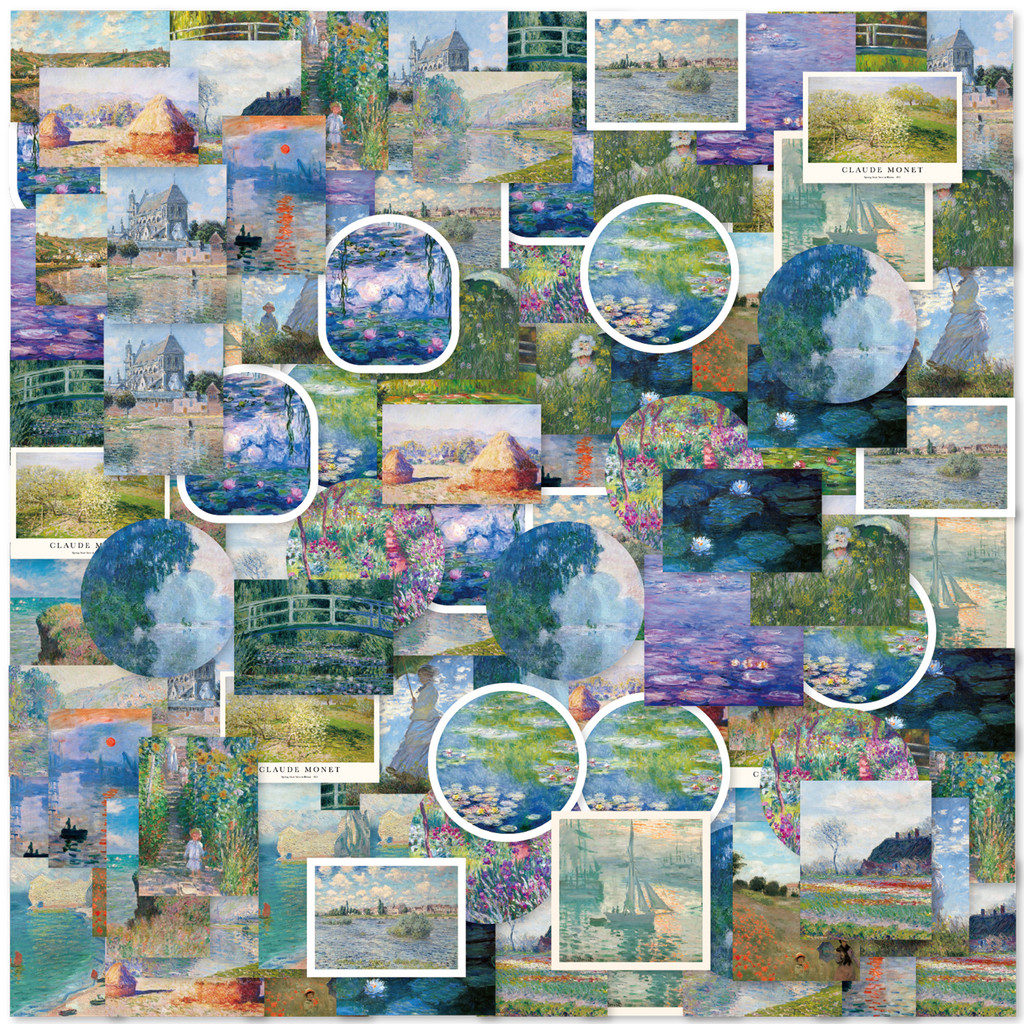 

46pcs Field, Path, Pond And Other Oil Painting Theme Stickers Decorated Notebook Water Bottle Skateboard Classic Toy DIY Decal