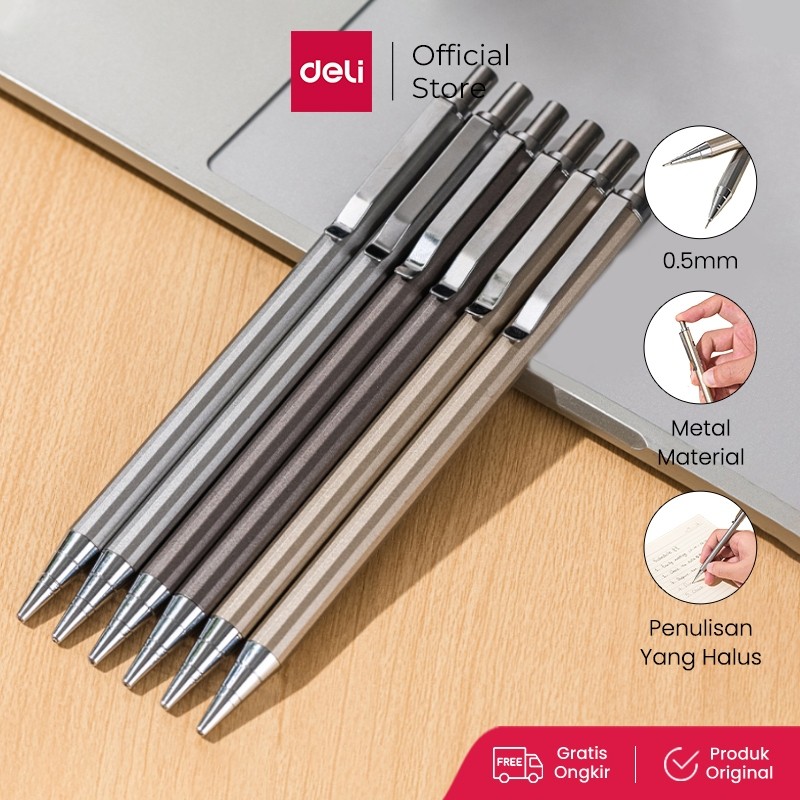 

Deli Metal Mechanical Pencil / Pensil Mekanik Besi 0.5mm Gratis Penghapus di Ujung E6490