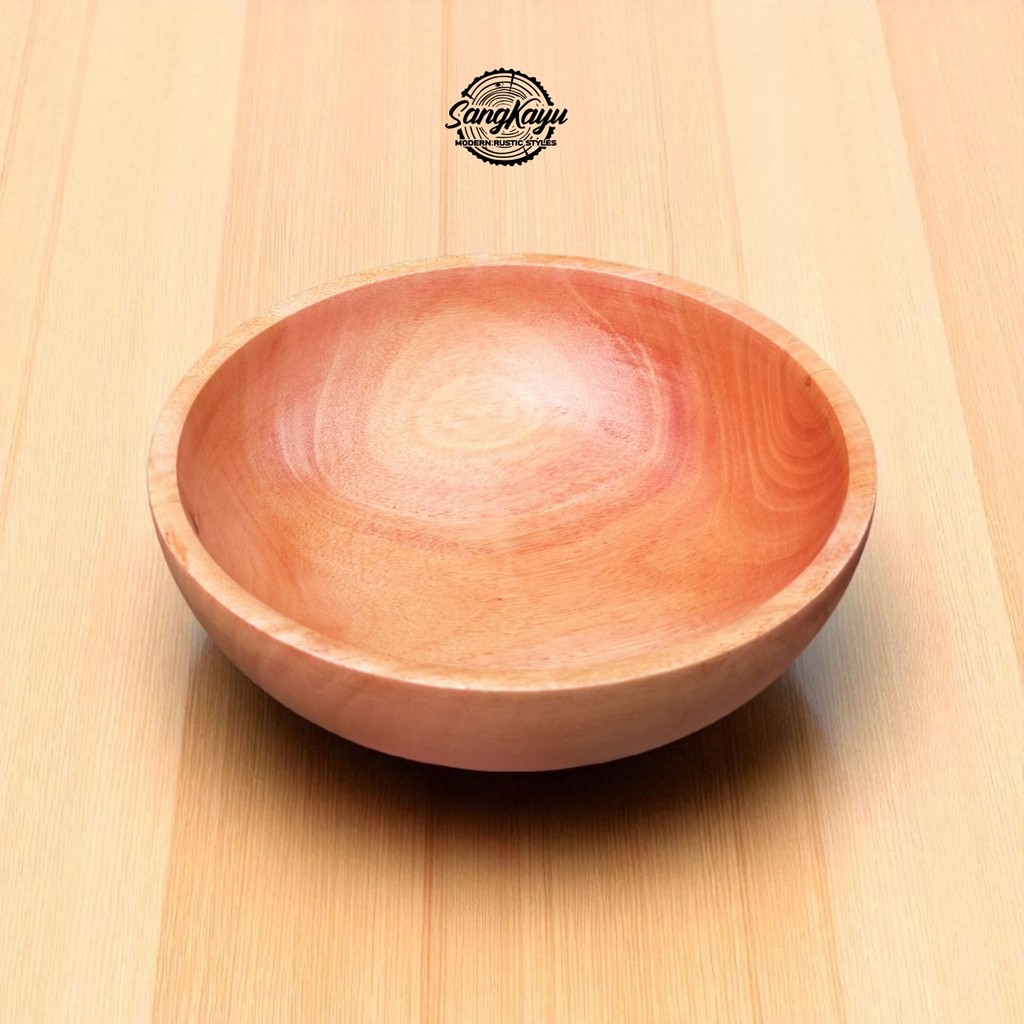 SangKayu Mangkok Kayu Besar Kecil 12-15 cm Mangkok Kayu Jati Cangkir Kayu Salad