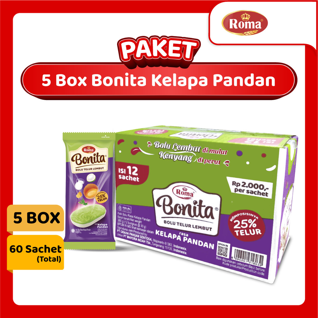 

Paket 5 Box Roma Bonita Kelapa Pandan