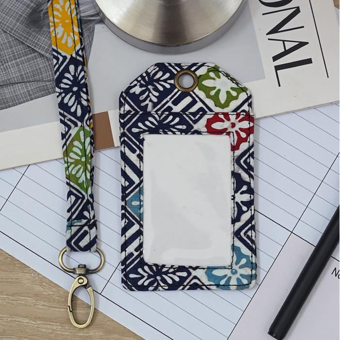 

Promo NONA RARA - Lanyard Wonogiren Blue A0059, Lanyard ID Card Holder Batik Modern