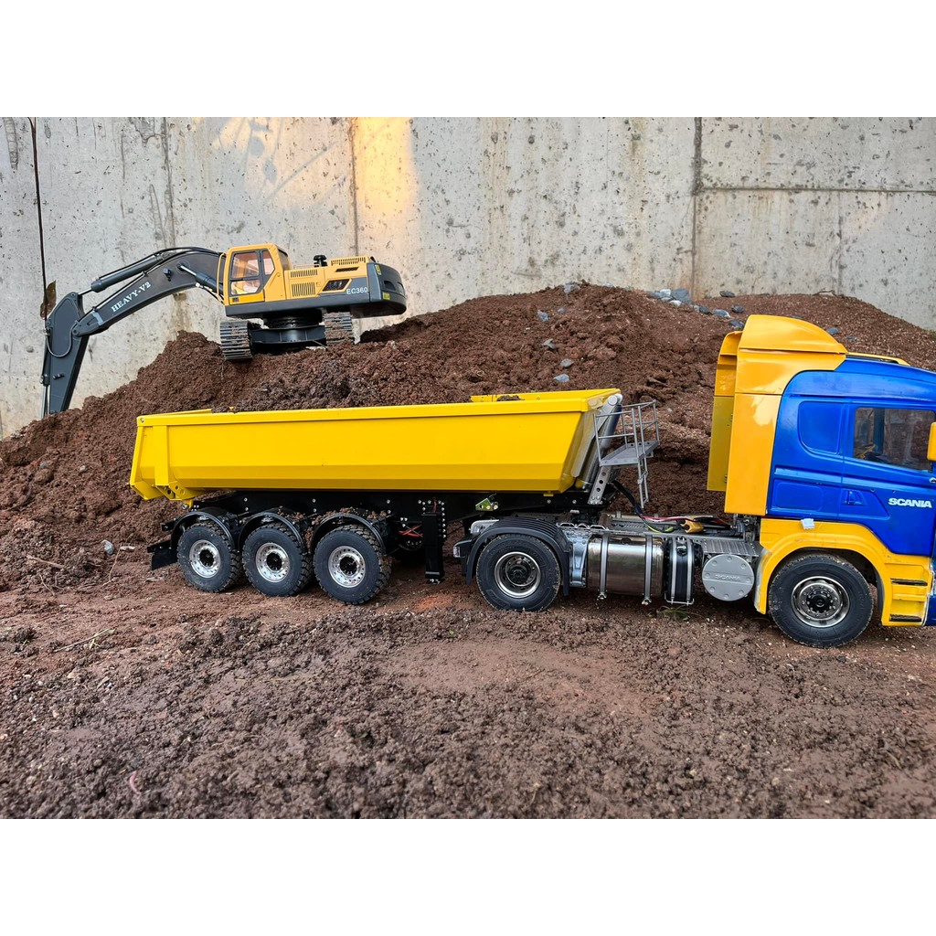 1/14 Tamiya Dump Truck 2-axis Hydraulic Tipper Trailer for 1/14 Tamiya RC Truck Scania R620 Actros V