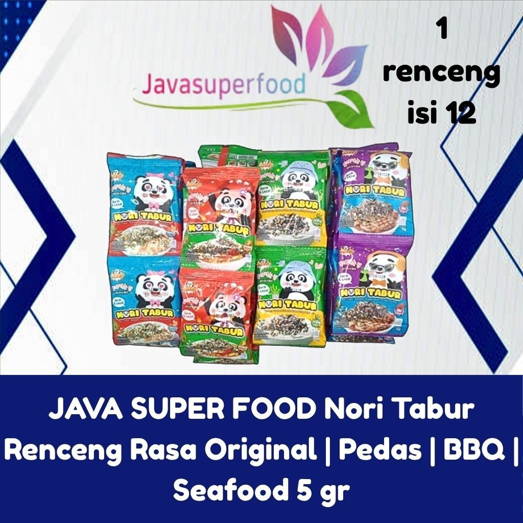 

JOSCELLY.ID JAVA SUPER FOOD JAVA SUPER FOOD NoriGo Nori Tabur Renceng Rasa Original | Pedas | BBQ | Seafood 5 gr