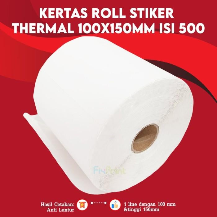 

Kertas Roll FixPrint Stiker Thermal 78x100mm (300) Kertas Sticker Label Resi Barcode Compatible For printer Thermal - 100x150 isi 500