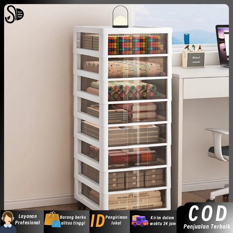 Lemari Plastik Laci Susun Aesthetic - Rak Penyimpanan Serbaguna Untuk Mainan Anak, Baju & Perlengkap