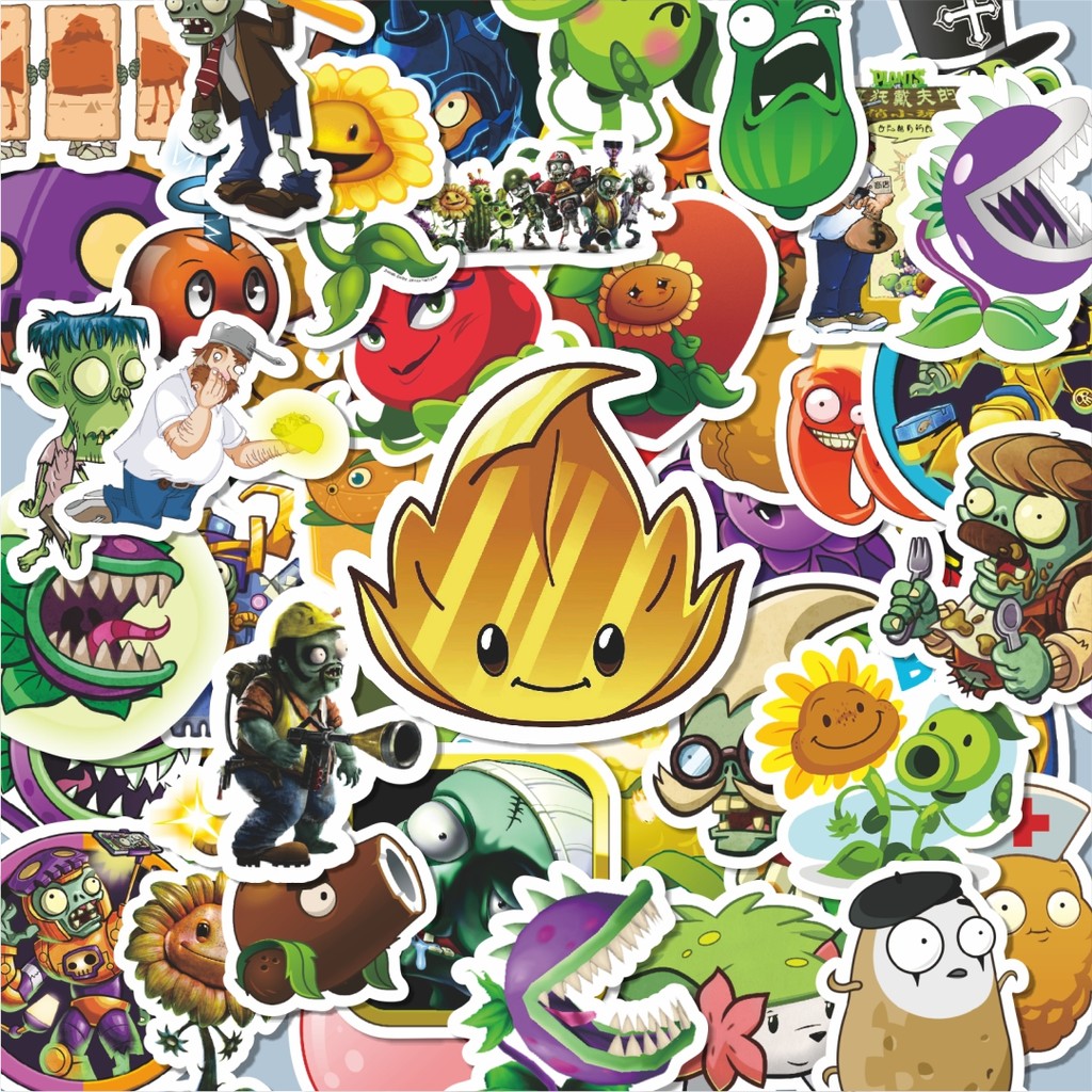 

100PCS Lucu Stiker Game Series PLANT vs ZOMBIE Character Mix 1 Stiker Aesthetic Stiker Anti Air Stikers Berperekat Waterproof sticker decal buat Motor Helm Buku Journal Koper Casing HP Laptop Botol Minum Hadiah anak