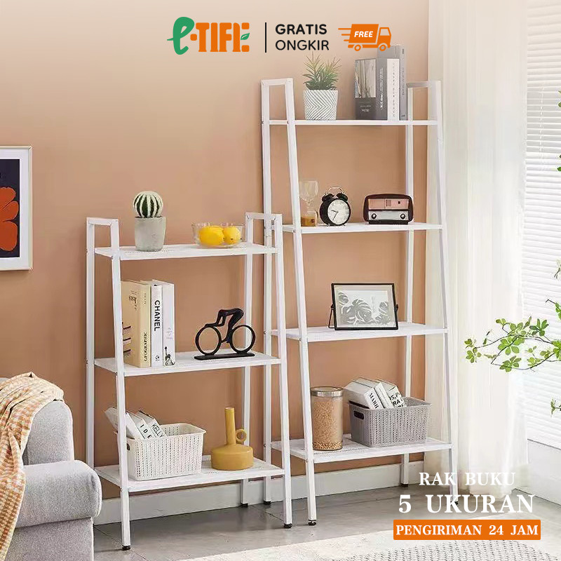 

E-TIFE Rak Buku Rak Ruang Tamu Serbaguna Rak Buku Minimalis Aesthetic Rak Besi Rak Bunga