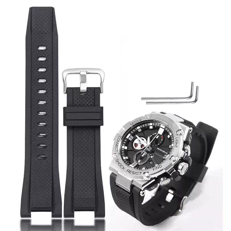 Silicone Watch Strap for Casio G-Shock GST-W120L S130L S310 B100 GST-W100G Men Rubber Wristband Brac