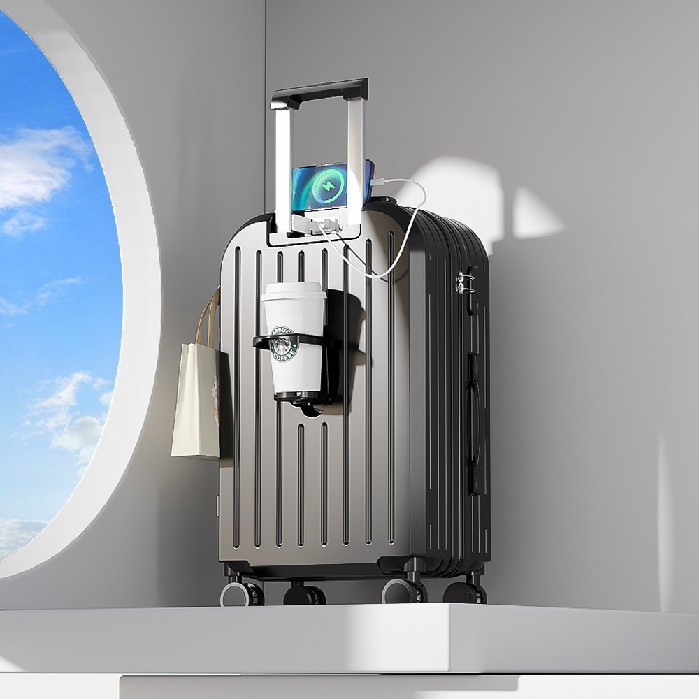 koper Modis Besar Kabin Bagasi 20inch 22"24" tas koper besar Roda 4 koper Travel Multifungsi Port Pe