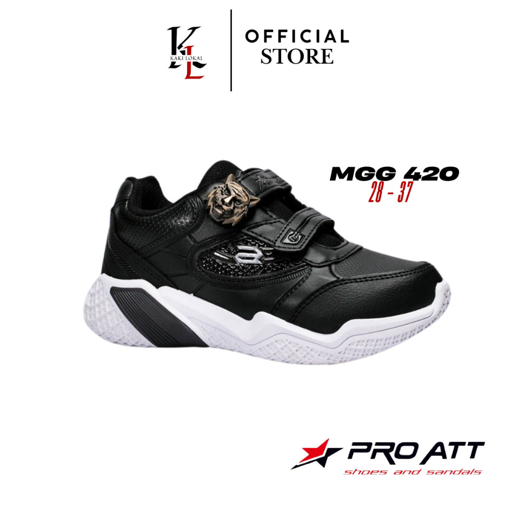 GONDANGSTORE Sepatu Sekolah Anak Pro ATT Magnet Sepatu Anak Anak TK SD Hitam Putih Original ATT