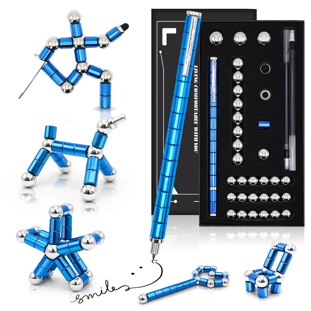 

Magnetic Metal Fidget Pen With Colorful Magnet Balls Multifunctional Deformable Decompression Writing Pen Eliminate Pressure Pen