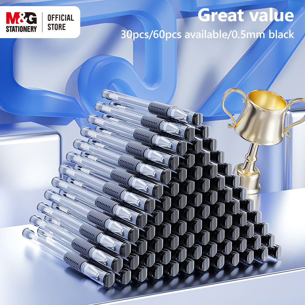 

M&G Gel Pen Q7 0.5mm Black Signature Cap Drawing Office Bullet Point Pen for Students Exam Office 60/30pcs