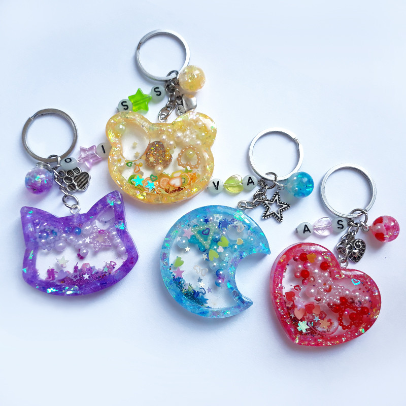 

Clear Quicksand Silicone Mold Resin Shaker Oil Epoxy Resin Keychain Mold DIY Crafts Pendant Star Moon Cat Kawaii Accessories