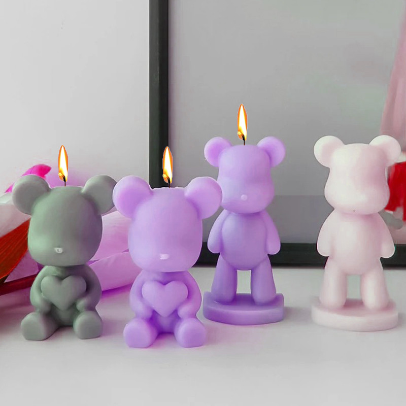 

3D Cartoon Bear Silicone Candle Mold Cuddly Bear Hug Love Soap Plaster Resin Mold DIY Animal Chocolate Cake Ice Cube Baking Tool