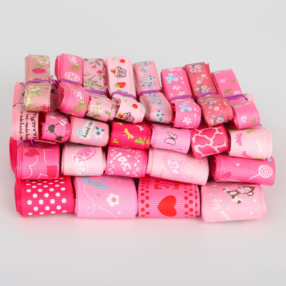 

Mix 12Yards Grosgrain Satin Ribbon Cartoon Tape Colorful for Wedding Party Christmas Decoration DIY Sewing Gift Accessory Craft