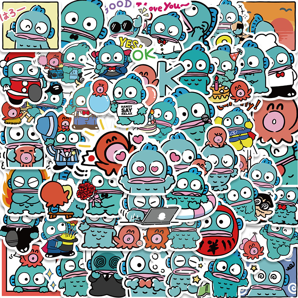 

50PCS Sanrio Sticker Hangyodon Cute Waterproof PVC Sticker for Laptop Guitar Suitcase Skateboard Kawaii Kids Gift