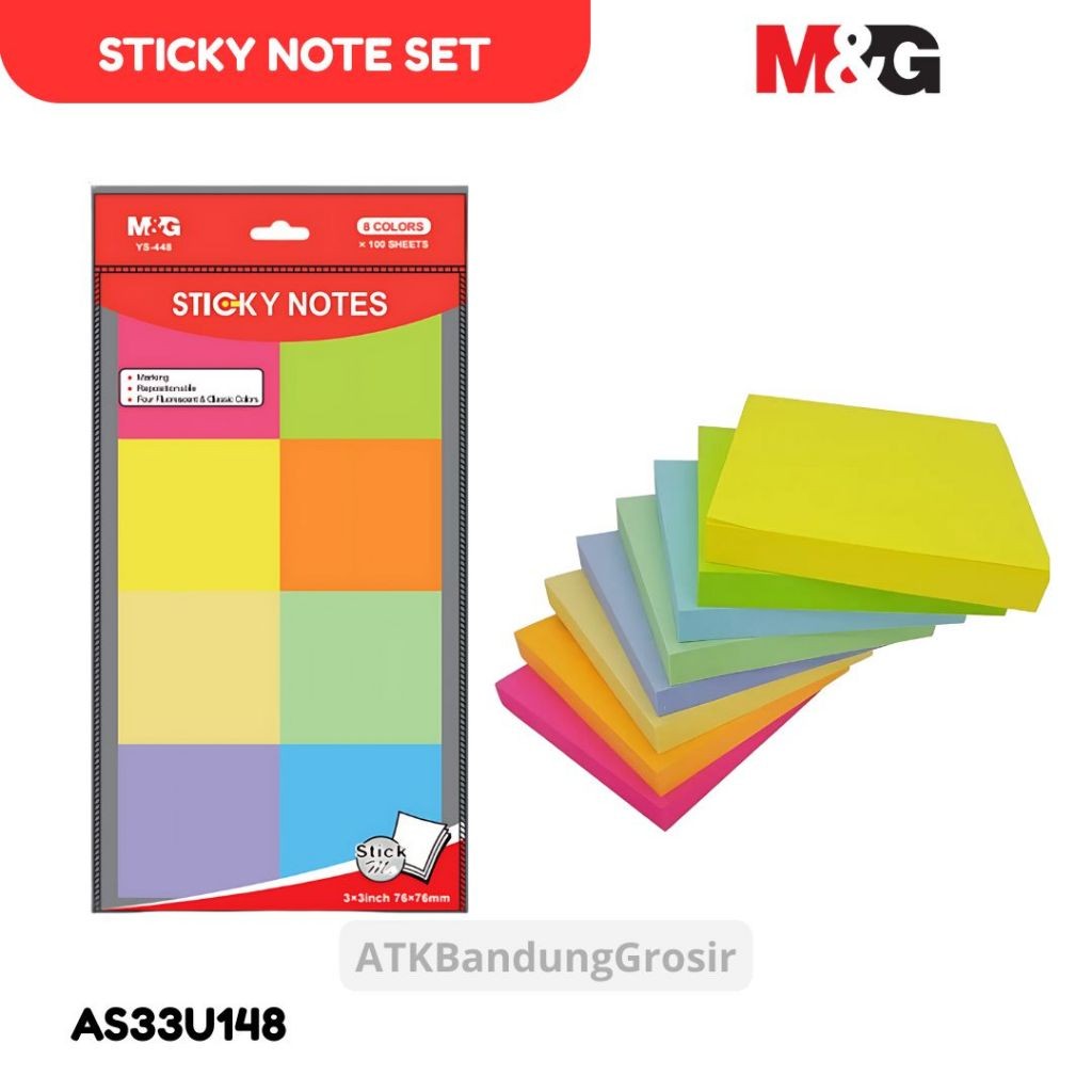 

Sticky Notes M&G Neon and Pastel 8x60 Sheet #AS33U148 Kertas Memo M&G 8 Warna Neon dan Pastel 60 Lembar YS-448 - SHABQ