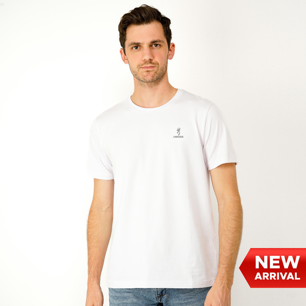 Cressida Kaos Pria Regular Fit - T-Shirt Polos Basic Spandex - CRSP.91018 Putih Cressida Original