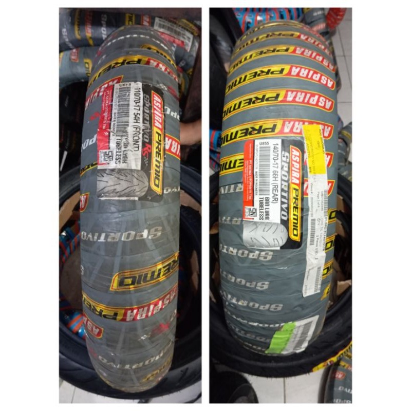 BAN LUAR ASPIRA PREMIO SPORTIVO 110/70 140/70-17 TUBELESS Ban Motor Aspira