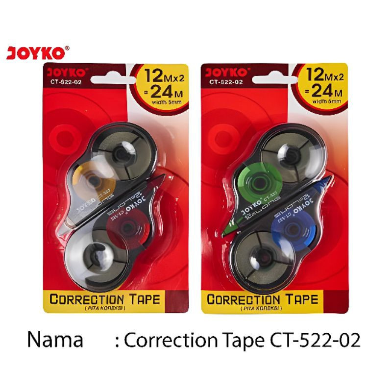 

Correction Tape Joyko CT-522-02 Isi 2Pcs 1Set / Pita Koreksi Tipex