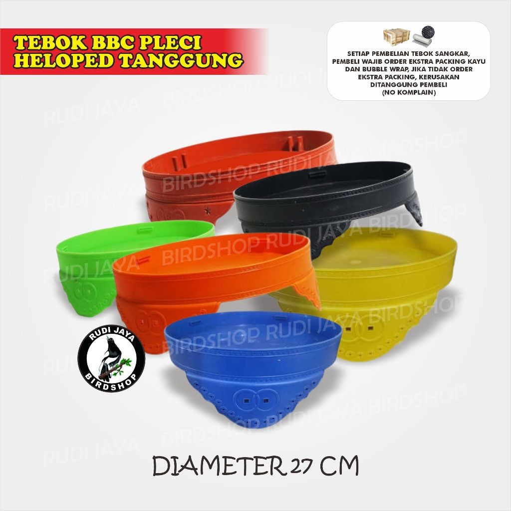JUAL TEBOK BBC PLECI HELOPED TANGGUNG DIAMETER 27 CM BAHAN PLASTIK MOTIF WARNA TEBOK SANGKAR BURUNG
