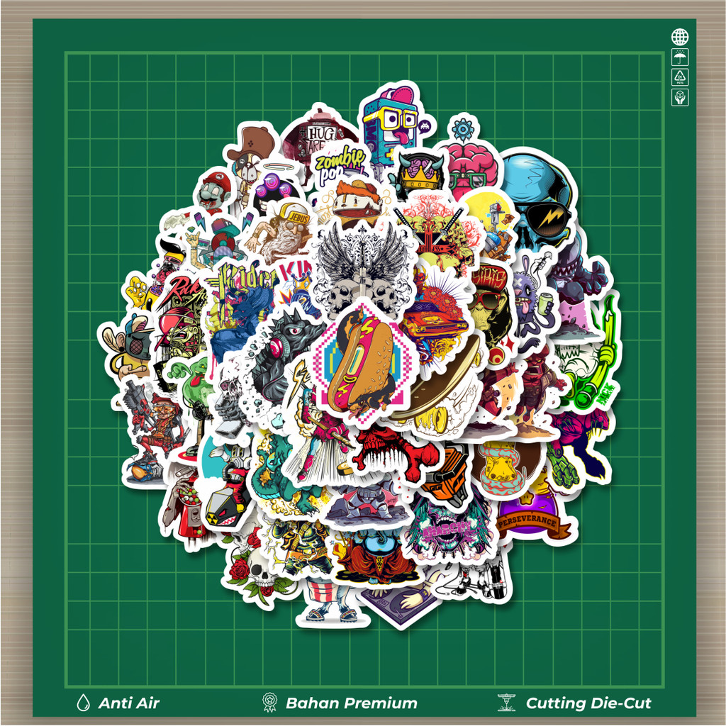 

HOT 50 PCS STIKER Stiker Grafiti Retro Art Character 2 Stiker Fashion Cars Decal Dingin Kartu Album Custom Vinyl Anti Air- Sticker Aesthetic Buku Journal Koper Casing HP Tablet Laptop Helm Motor Botol Minum