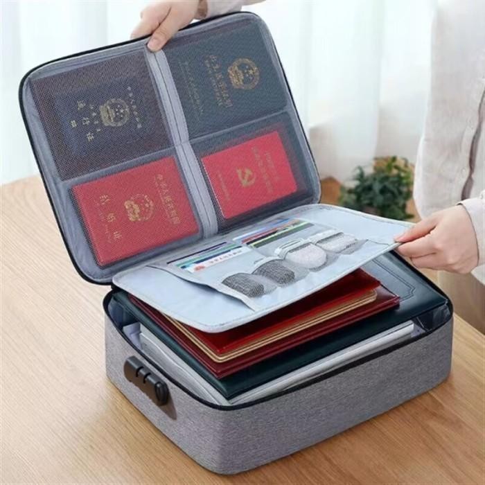 

Sale Tas Penyimpan Dokumen Tahan Api dan Air Tempat Berkas Map/ arsip koper - Gray/2 Sleting Tbk