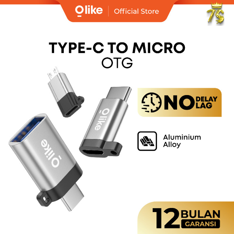 OLIKE Adapter OTG Tipe-C & Micro USB | OTG01 OTG02 OTG03 | Hitam Silver - Type-C ke Micro, Micro ke 
