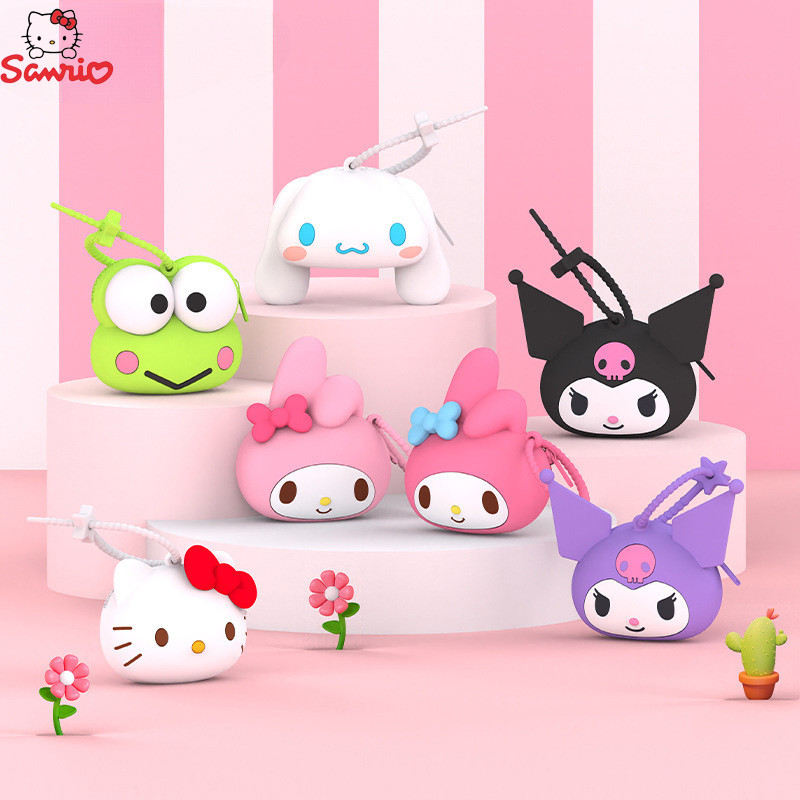 

Sanrio Cinnamoroll Melody Kawaii Portable Silicon Pendant Hello Kitty Kuromi Plastic Bag Coin Purse Headphone Storage Bag Gifts