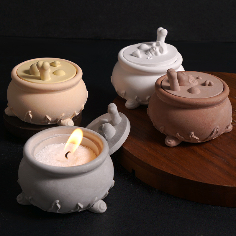 

2pcs Kit Skull Soup Jar Silicone Mold Wizard Skull Candlestick Mold DIY Resin, Gypsum Jar Jewelry Storage Box Mold Happy Hallowe