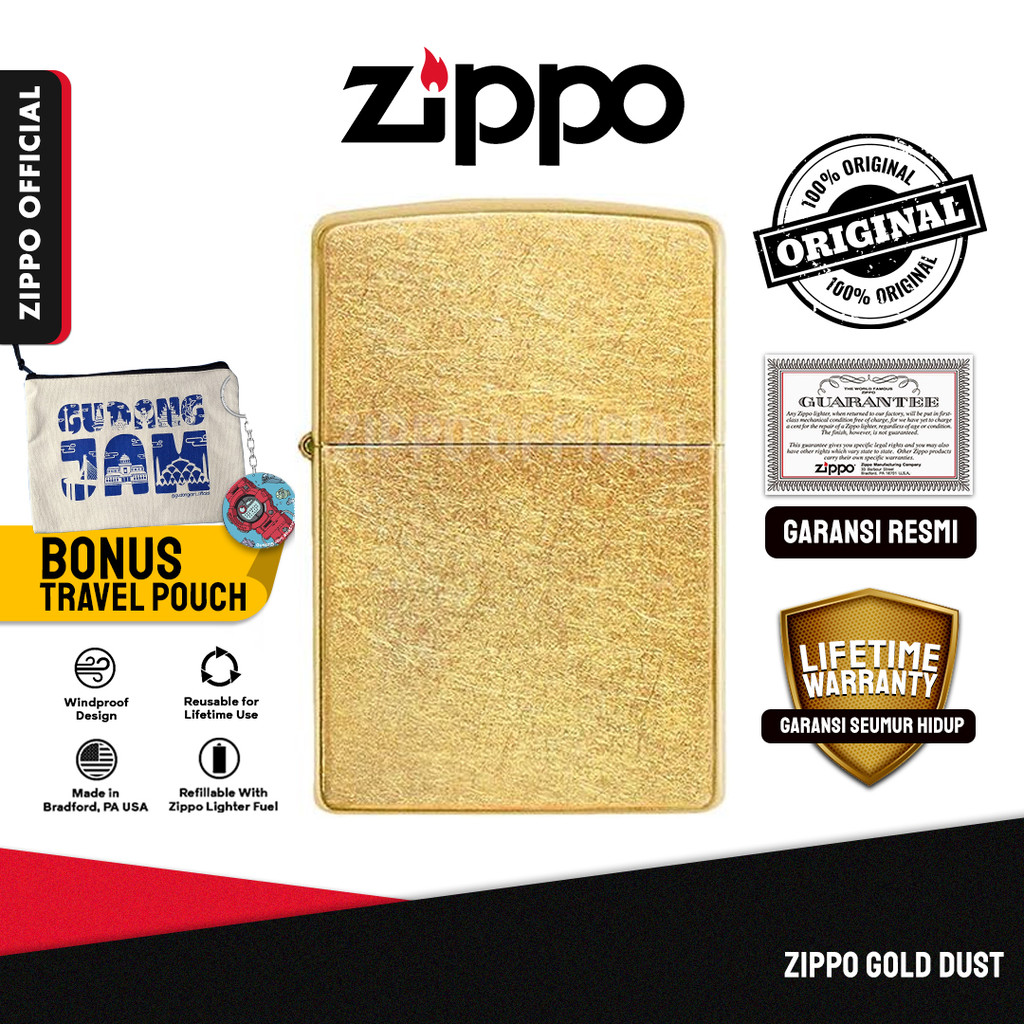 Zippo Gold Dust 207G | Garansi Lifetime | Original USA