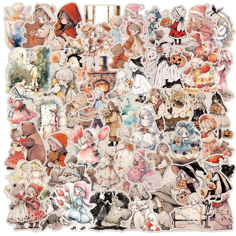 

50/52/55/90pcs Cute Korean Deco Stickers Vintage Book Aesthetic Stationery Car Scrapbook Paper Waterproof Laptop Phone Journal