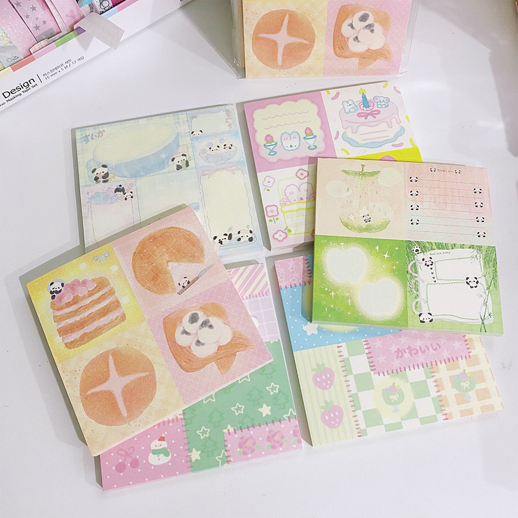 

50sheets Kawaii Patchwork Memo Pad Scrapbook Stationery Material To Do List Accessory Offices Notes for Notes Diy Arts Crafts