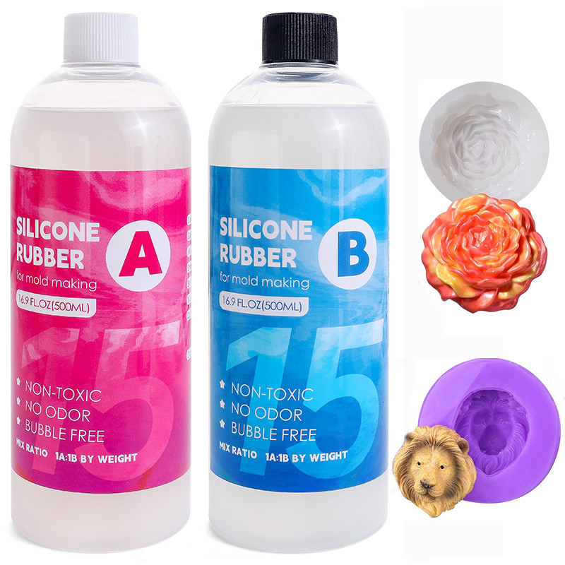 

500/100ml Silicone Mold Making Kit-1：1 Mixing Ratio Translucent Silicone Rubber Non-Toxic Liquid Mold Making Silicone Diy