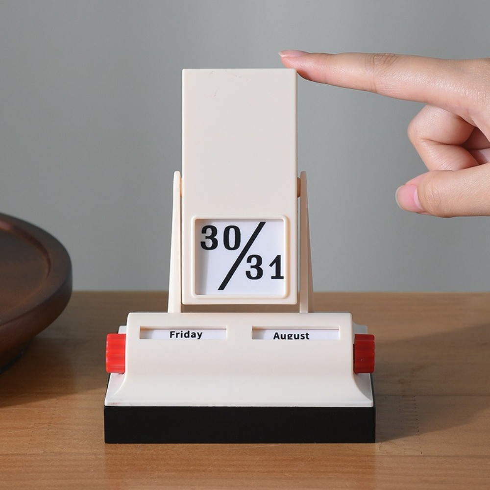 

Tabletop Ornament Light Luxury Flip Calendar Nordic Decorative Desk Calendar Plastic Retro Rotating Calendar Bedroom