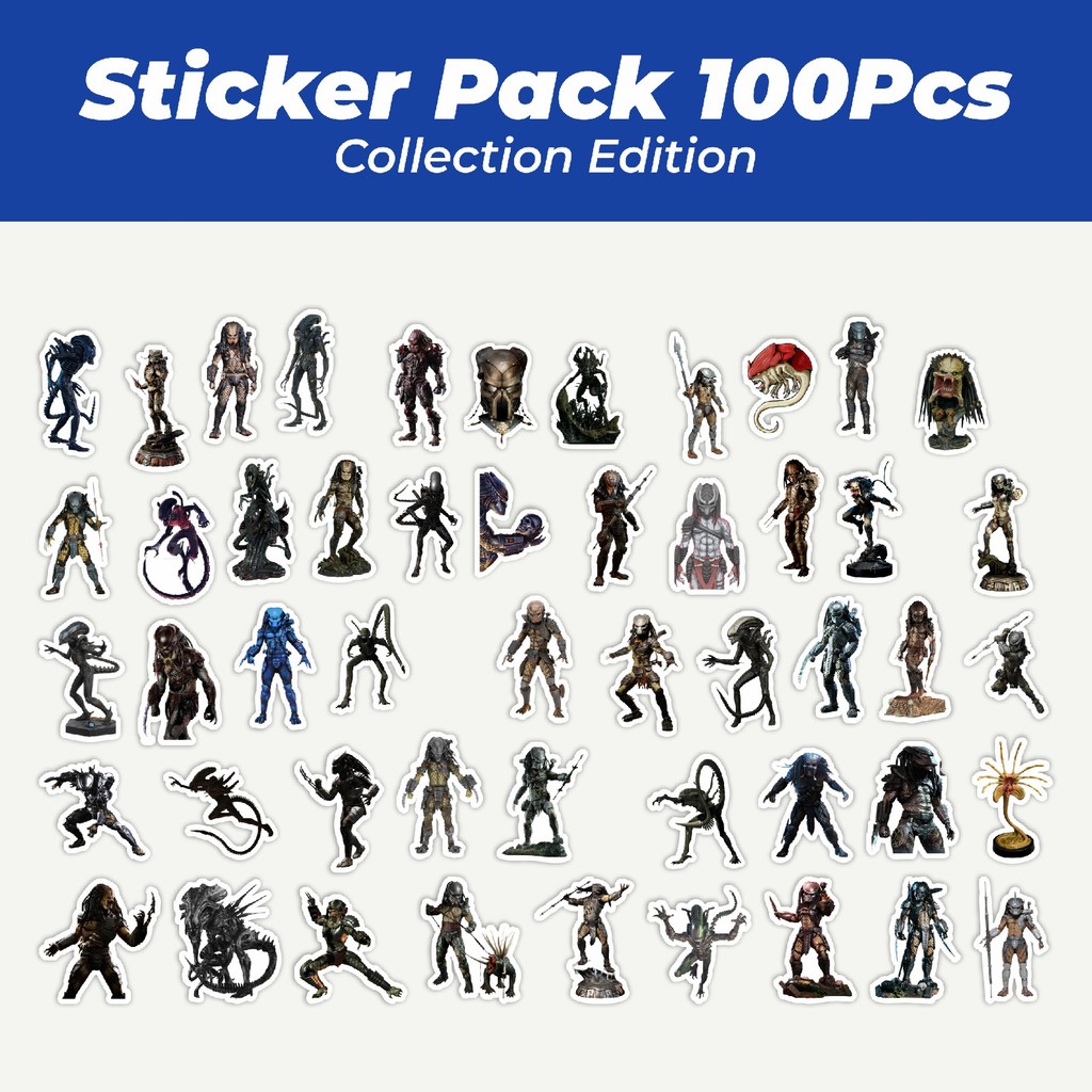 Hot Stiker Movie Series Alien vs Predator Karakter Mix 1 Lucu Anti Air Stikers Berperekat Waterproof