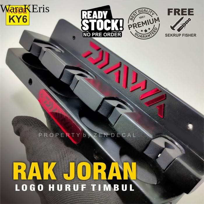 rak joran dinding slot 4 warna hitam kayu jati belanda - hitam daiwa WR9