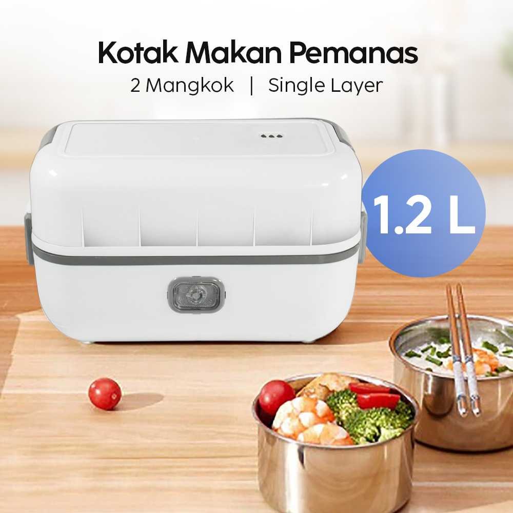 Lunch Box Elektrik Single Layer 1.2L – 2 Bowl Stainless Steel