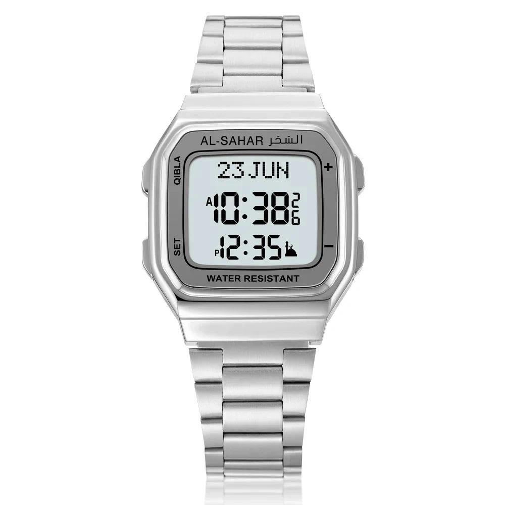 Azan Watch Muslim Prayer Wsatch with Auto-Qibla Backlight Hijri Calendar Multi-Language Wristwatch I
