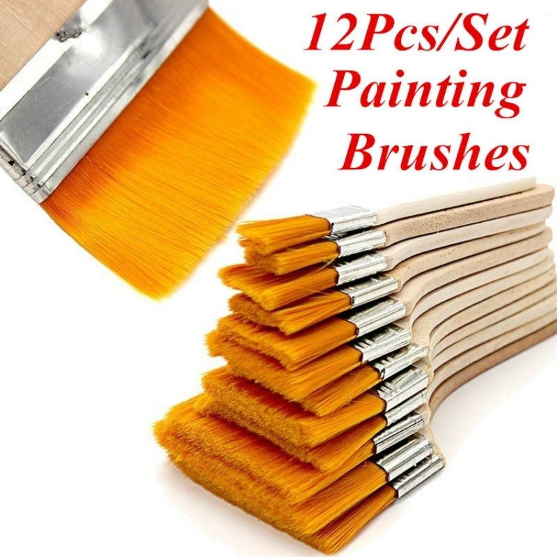 

12Pcs/Set Wooden Oil Painting Brushes Artist Acrylic Panit Art Supply Set Limner Tools