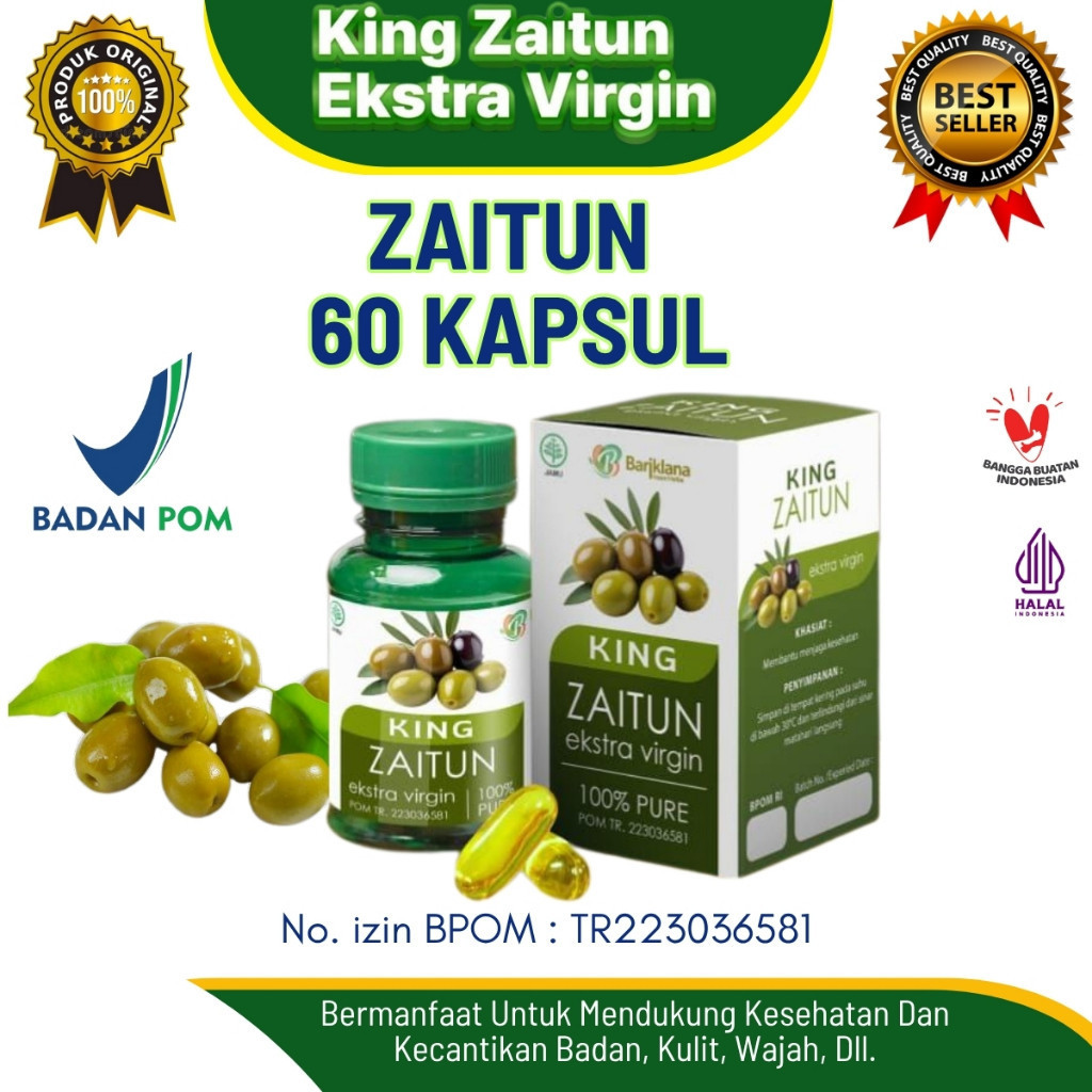 

MINYAK ZAITUN MURNI isi 60 Kapsul – Kwalitas Premium Extra Virgin Olive Oil 100% | Untuk di Minum