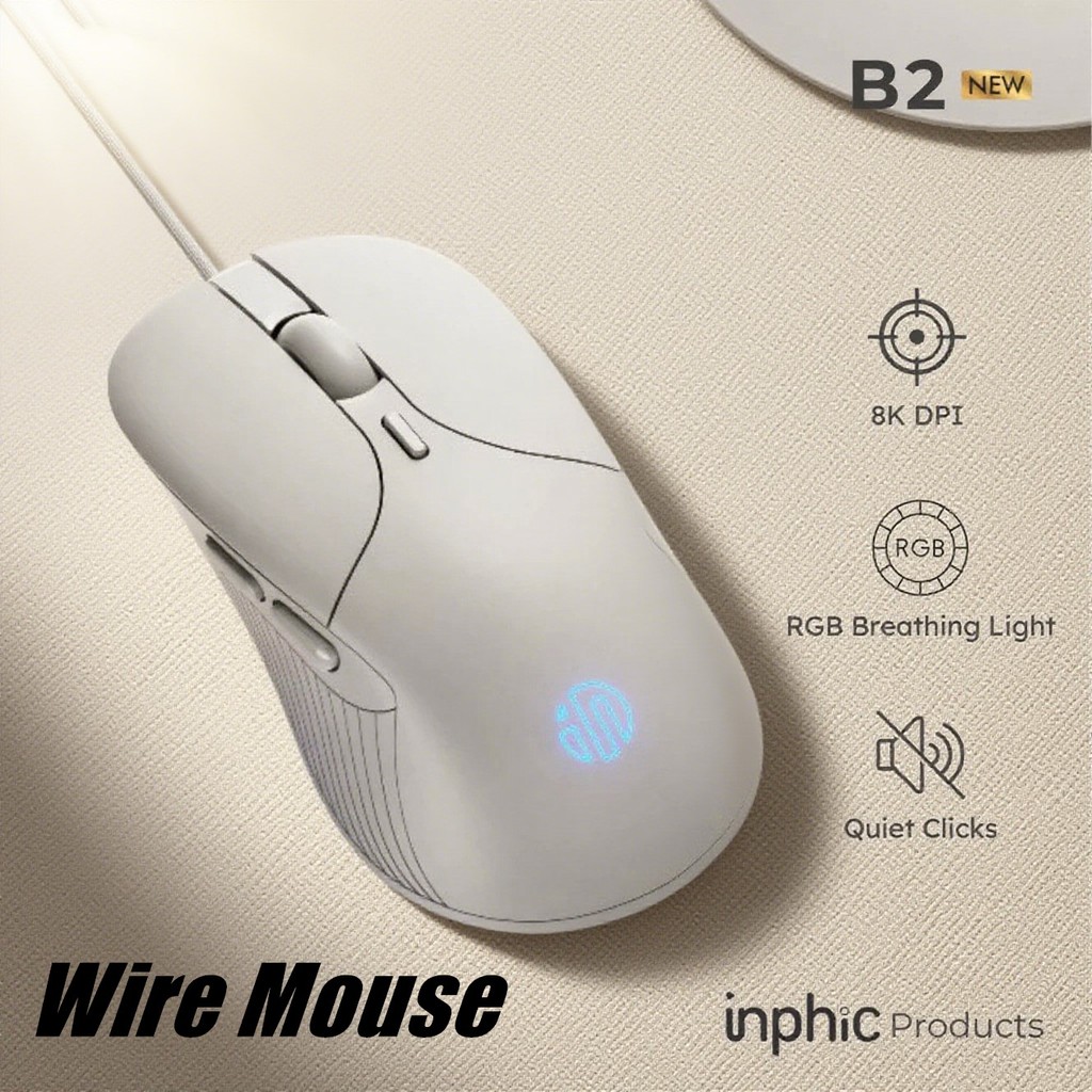 INPHIC 8800 DPI Wired Mouse Gaming Wired Silent Click RGB B2 INPHIC Mouse