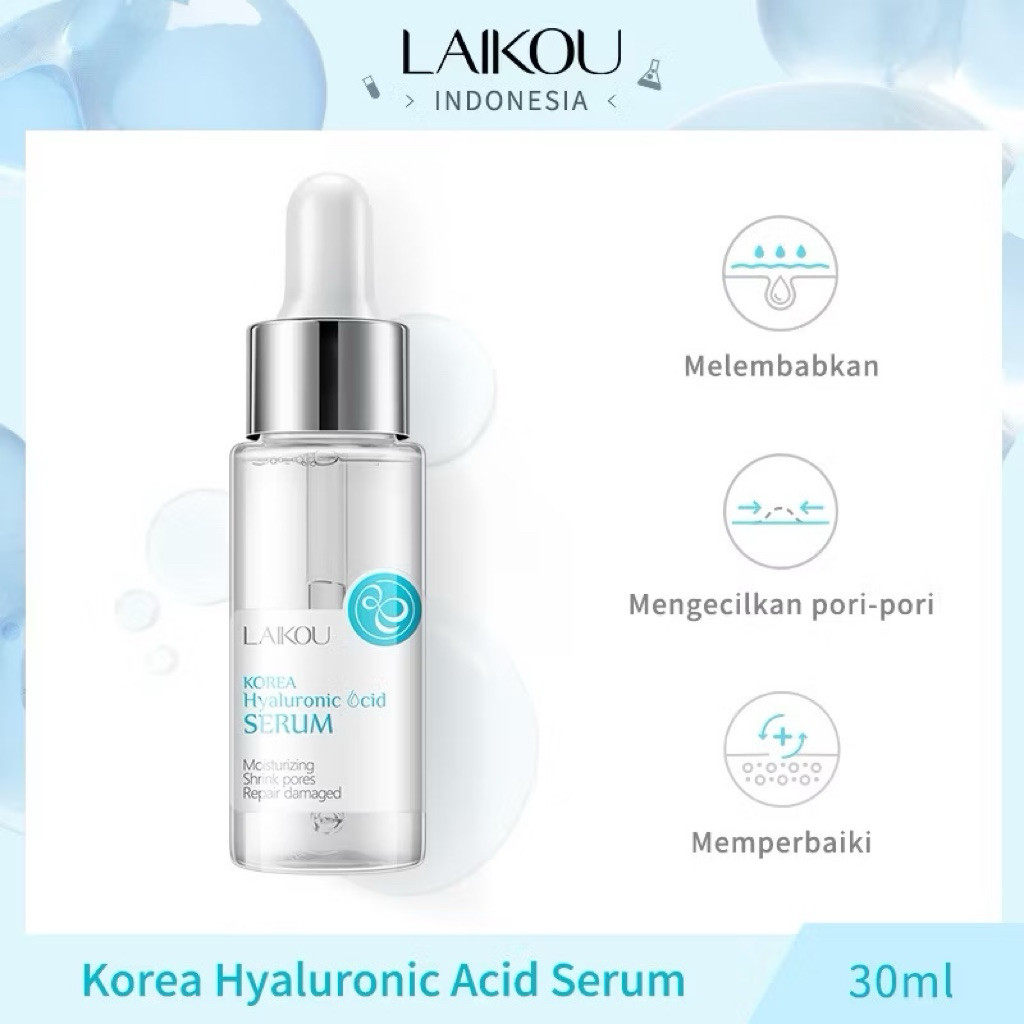 LAIKOU Hyaluronic Acid Serum Essence 30ml – Mencerahkan, Anti Aging, Menghilangkan Garis Halus, Mele