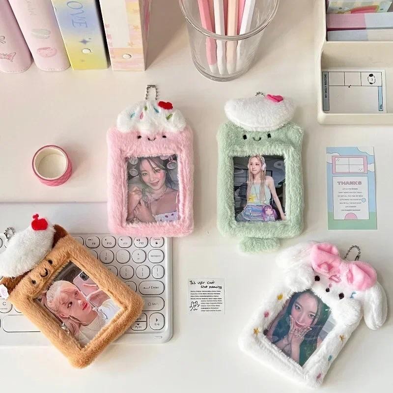 

1 Piece Furry Cute Kpop Photocard Holder Creative Design Funny Cartoon ID Photo Card Cover Case Kawaii Cake Photo Protector