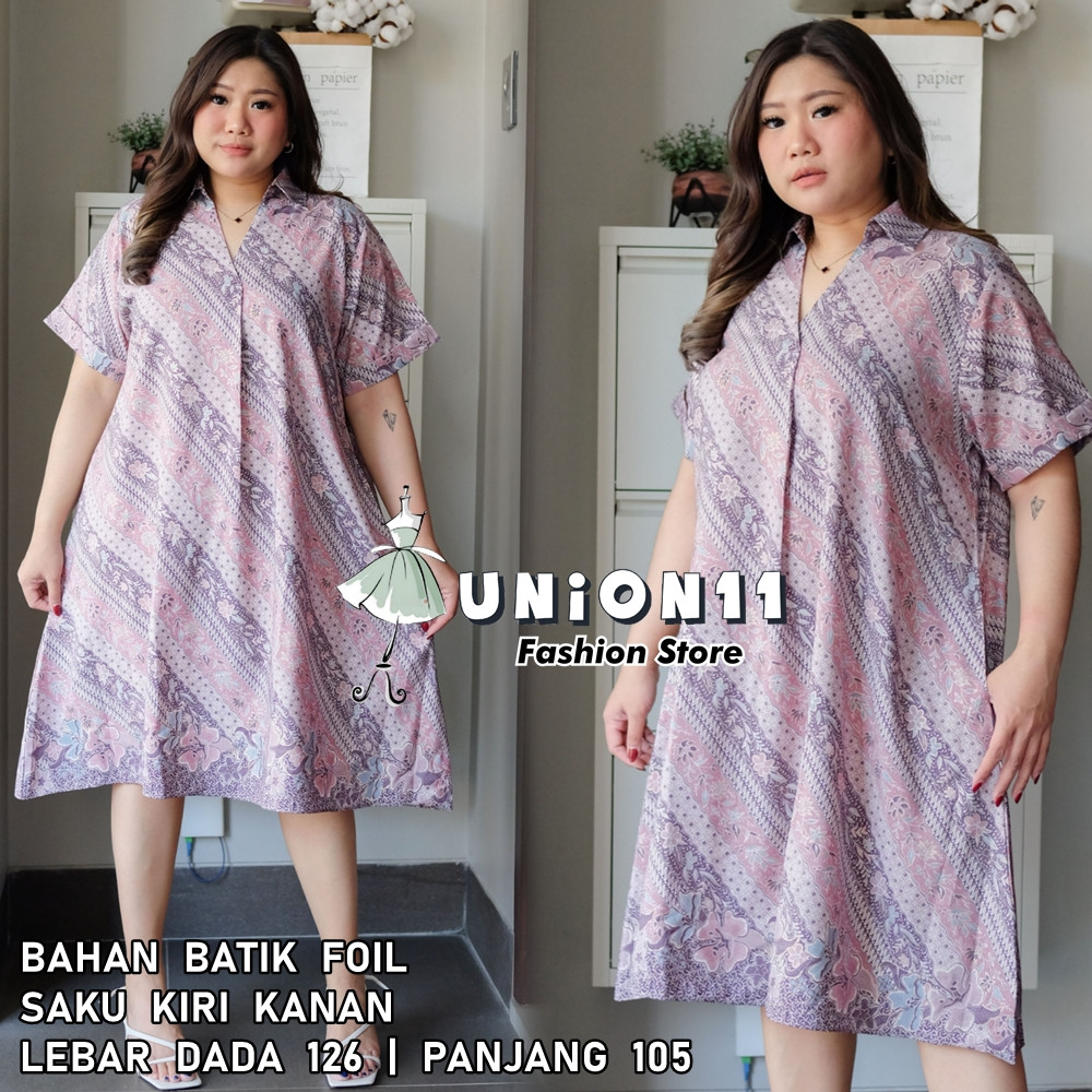 [𝗗𝘆𝗻𝗮𝗿𝗮] DRESS BATIK JUMBO WANITA / DRESS JUMBO WANITA LD 126 / BAJU JUMBO WANITA / BAJU KERJA WANIT