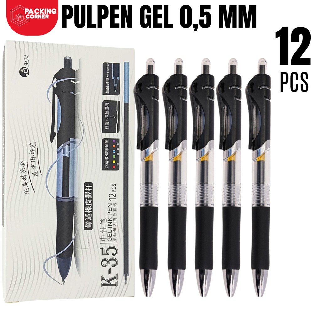 

Pulpen Gel Cetek 0.5mm Hitam 12PCS | Pen Clip