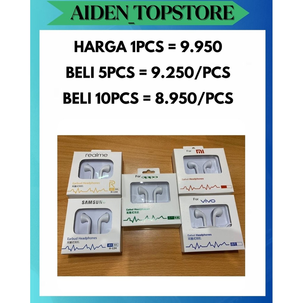 ATS HANDSFREE EARPHONE HEADSET HF BRANDED MH133 MH130 MH-133 R9 PACKAGING BOX